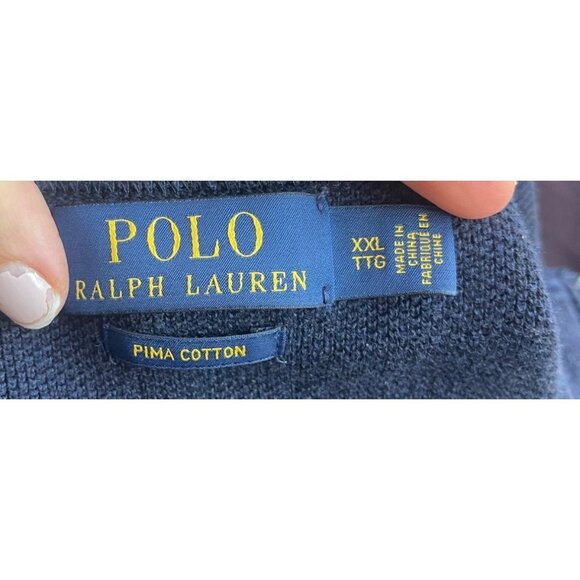 Polo Ralph Lauren Mens Sweater Vest Size XXL 2XL Navy Blue Full Zip Pima Cotton - Picture 4 of 6